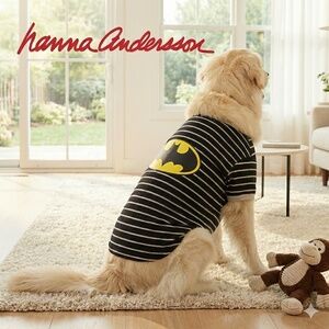Hanna Andersson Batman Dog Tee Organic Cotton Striped Black XL + Bonus Gift
